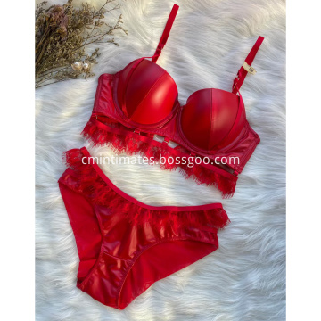 In-stock ladies leather sexy lingerie set